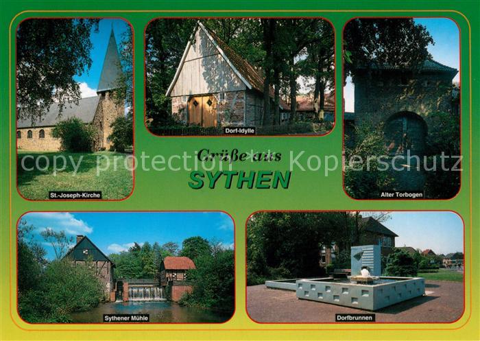 Sythen St Joseph Kirche Dorf Idylle Alter Torbogen Sythener Muehle Dorfbrunnen