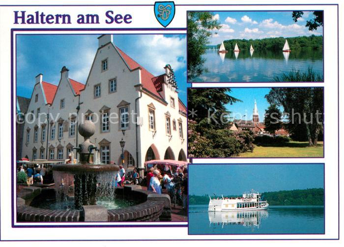 Haltern See Brunnen Rathaus Seepartie Fahrgastschiff