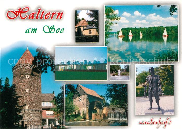 Haltern See Runder Turm Bruecke Segelpartie Plastik Muehle