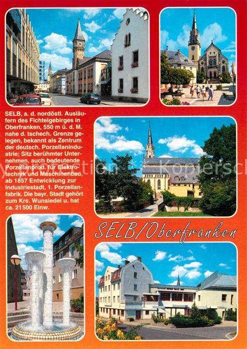 Selb Strassenpartie Kirche Brunnen