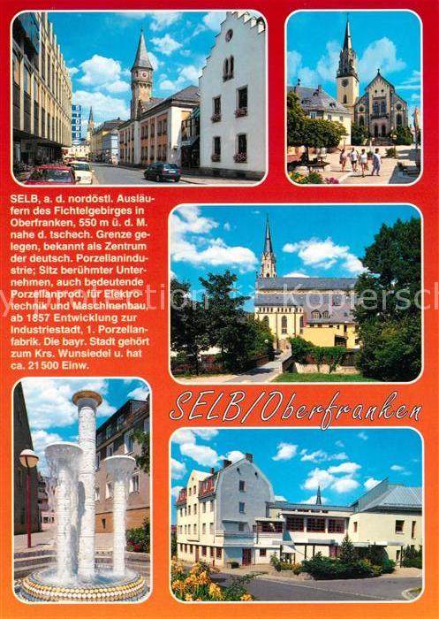 Selb Strassenpartie Kirchen Brunnen