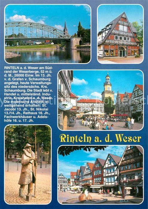 Rinteln Weserbruecke Rathaus Fachwerkhaeuser Adelshoefe