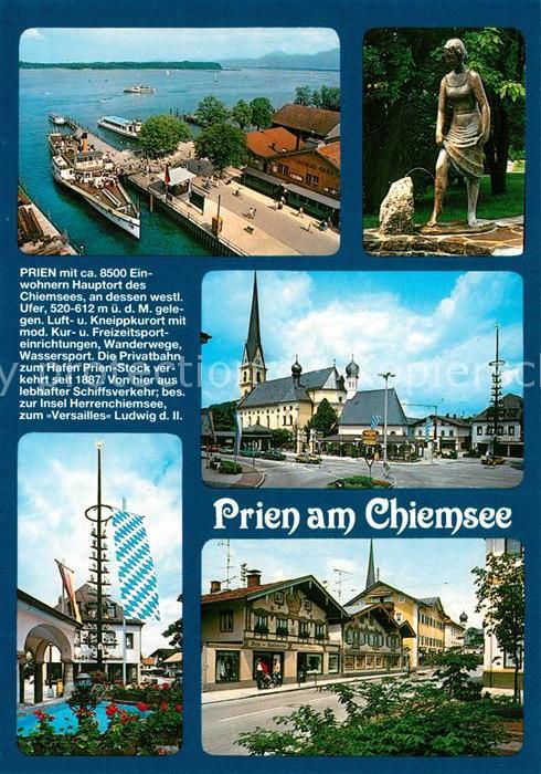 Prien Chiemsee Fliegeraufnahme Statue Kirche Maibaum Strassenpartien