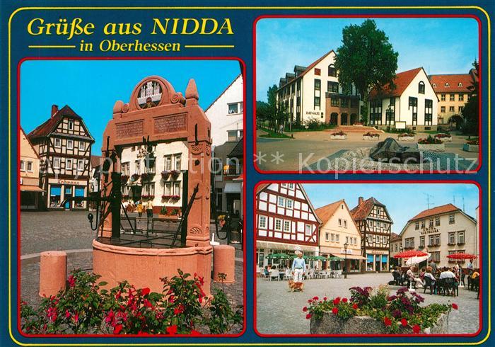 Nidda Brunnen Rathaus Marktplatz