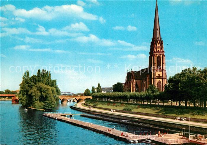 Frankfurt Main Maininsel und Dreikoenigskirche