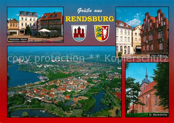 Rendsburg Altstaedter Markt Altes Rathaus St Marienkirche Fliegeraufnahme