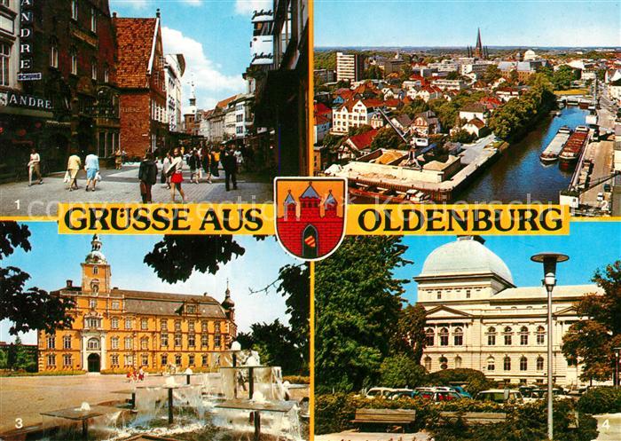 Oldenburg Niedersachsen Fussgaengerzone Panorama Schloss Staatstheater