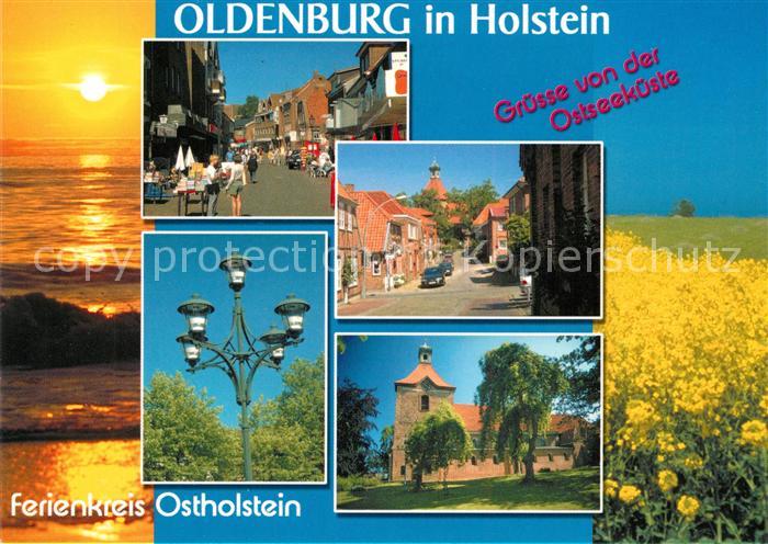 Oldenburg Niedersachsen Fussgaengerzone Laterne Strassenpartie Kirche