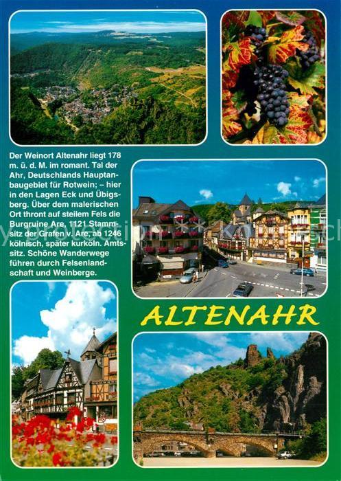 Altenahr Fliegeraufnahme Stadtplatz Fachwerkhaeuser Bruecke Ruine