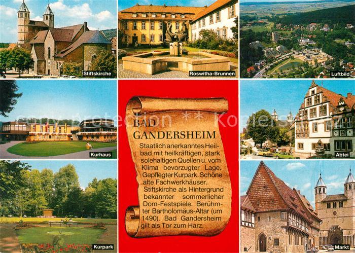 Bad Gandersheim Stiftskirche Roswitha Brunnen Fliegeraufnahme Kurhaus Abtei Kurp