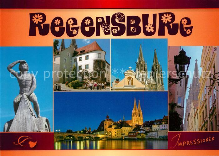 REGENSBURG Bayern Skulptur Dom Bruecke