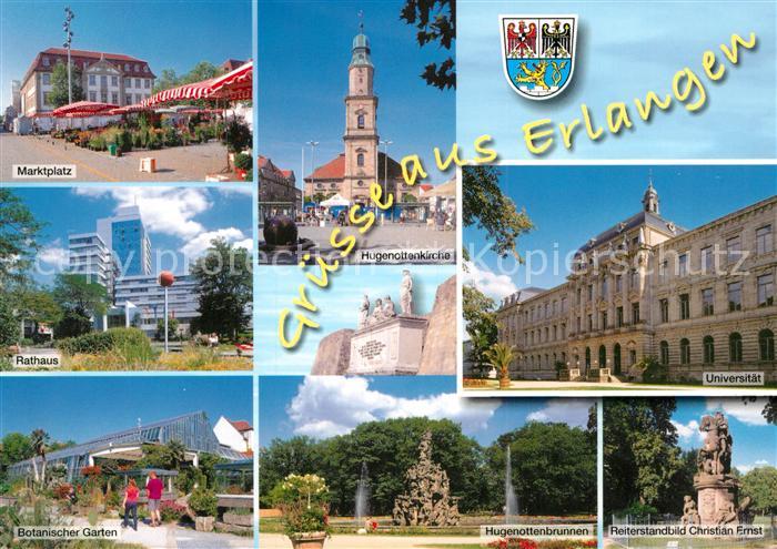 Erlangen Marktplatz Rathaus Hugenottenkirche Universitaet Botanischer Garten Hug