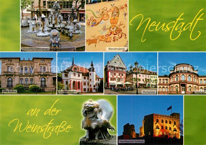 Neustadt Weinstrasse Elwedritschebrunnen Wandmalerei Villa Boehm Marktplatz Saal