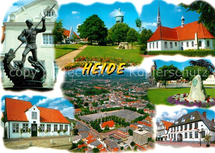 Heide Holstein Drachentoeter Skulptur Wasserturm Kirche Fliegeraufnahme Park