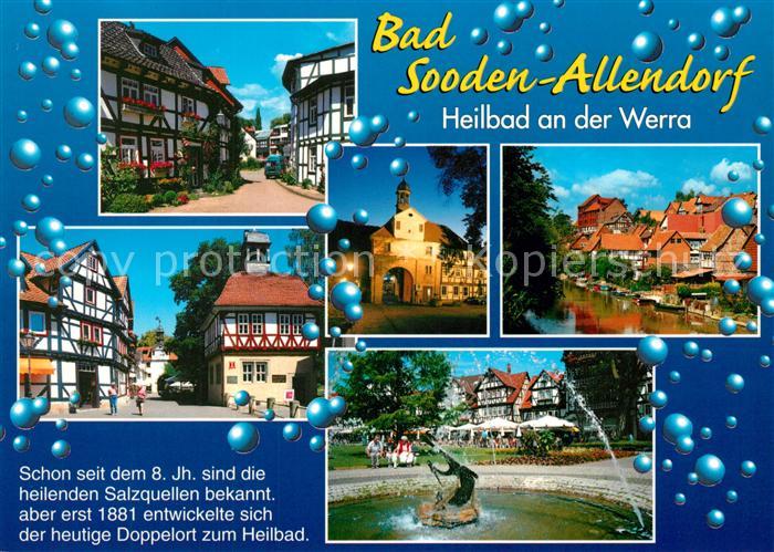 Bad Sooden-Allendorf Fachwerkhaeuser Werrapartie Brunnen