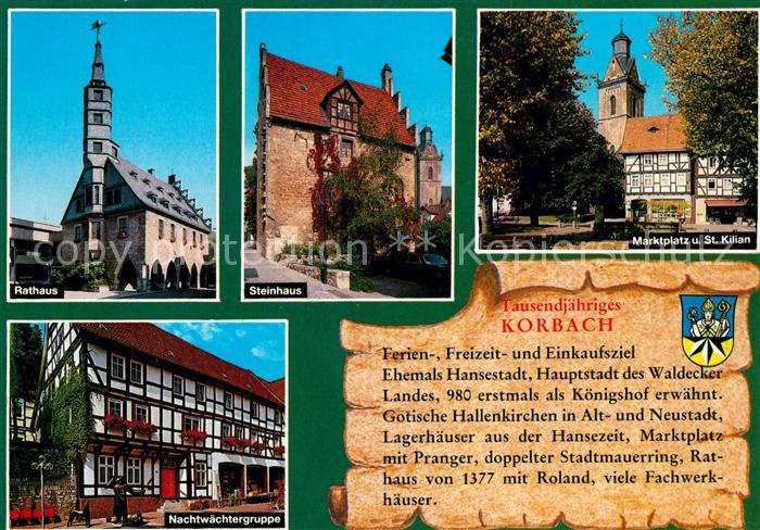 Korbach Rathaus Steinhaus Marktplatz und St Kilian Nachtwaechtergruppe