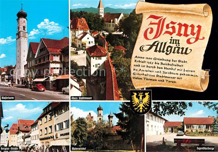 Isny Allgaeu Blaserturm Obere Stadtmauer Bergtor Strasse Malerwinkel Jugendherbe