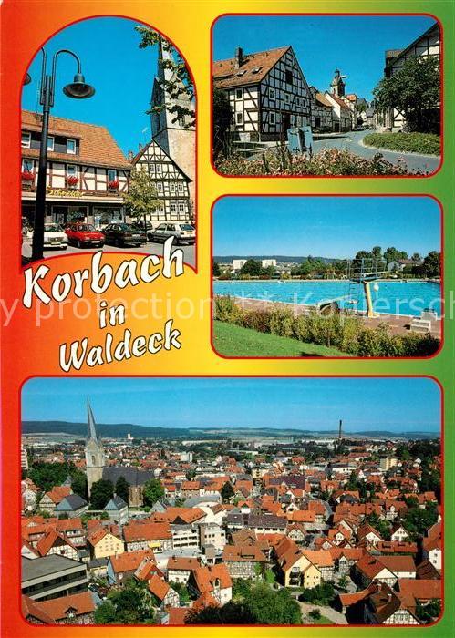 Korbach Kirche Strassenpartie Schwimmbad Fliegeraufnahme