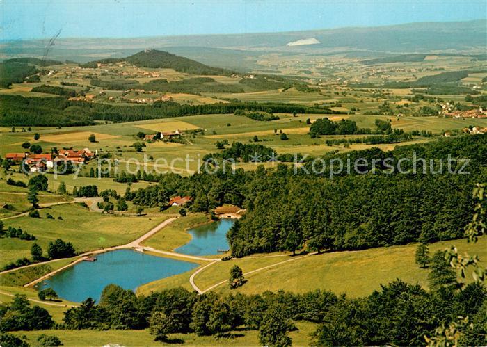 Rhoen Region Blick von der Wasserkuppe ueber Guckaisee Poppenhausen Ebersburg na