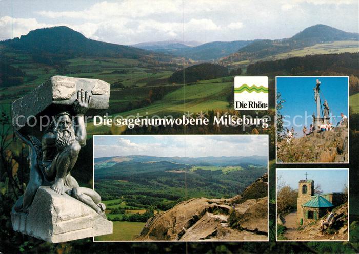 Milseburg Wasserkuppe Skulptur des Riesen Mils Panorama Kreuzigungsgruppe Bergka