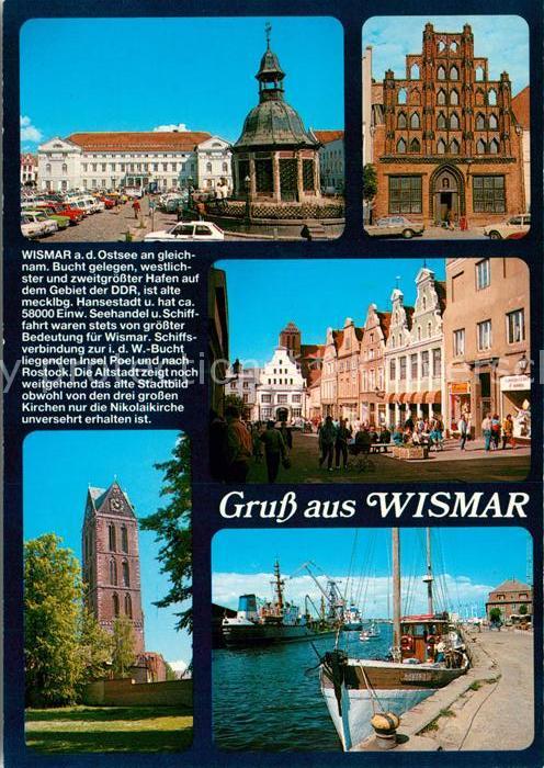 Wismar Mecklenburg Schloss Rathaus Fussgaengerzone St Nikolai Kirche Hafen