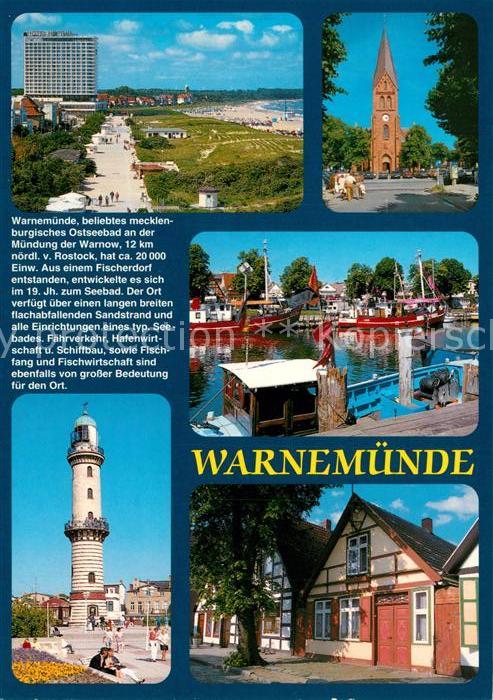 Warnemuende Ostseebad Panorama Kirche Hafenpartie Leuchtturm Ferienhaeuser