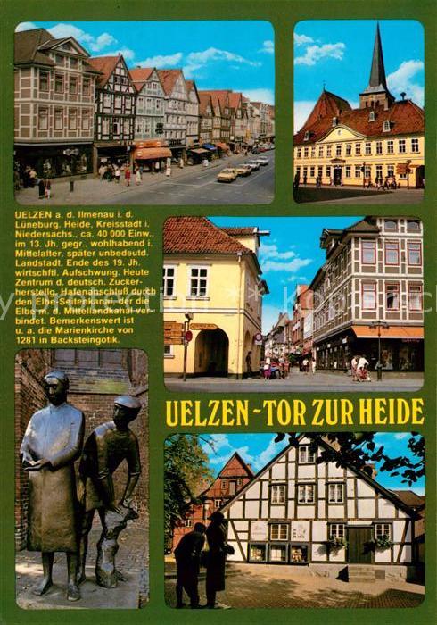 Uelzen Lueneburger Heide Strassenpartie Schloss Fussgaengerzone Skulptur  Fachwe