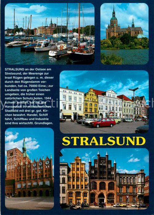 Stralsund Mecklenburg Vorpommern Yachthafen Kirche Rathaus Stadtplatz