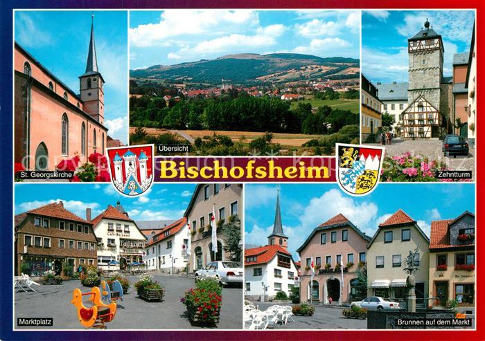 Bischofsheim Rhoen Marktplatz Kirche Marktplatzbrunnen Zehntturm