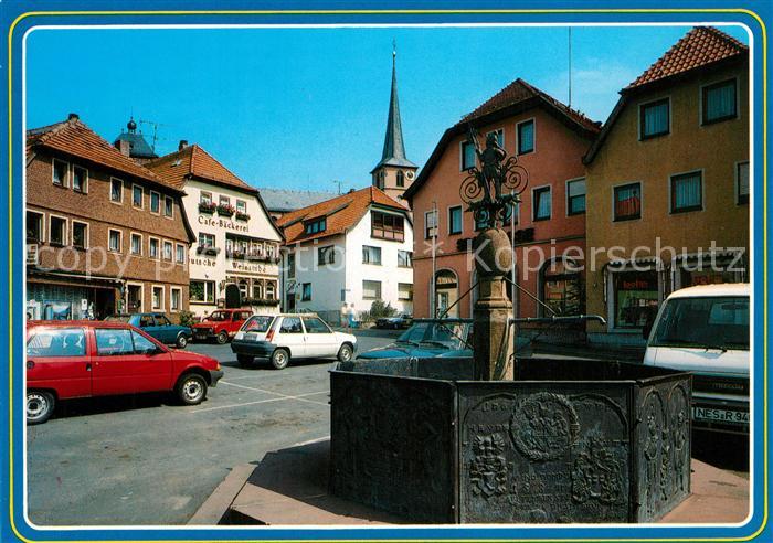 Bischofsheim Rhoen Marktplatz mit Brunnen