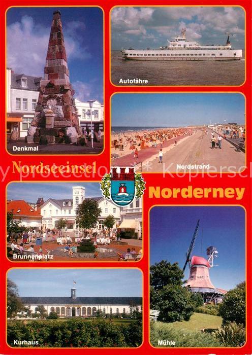 Norderney Nordseebad Denkmal Autofaehre Nordstrand Brunnenplatz Kurhaus Muehle