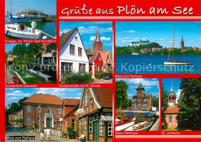 Ploen See Ploener-See Schloss Kosterstrasse mit St. Nicolai Faehrhaus St. Johann