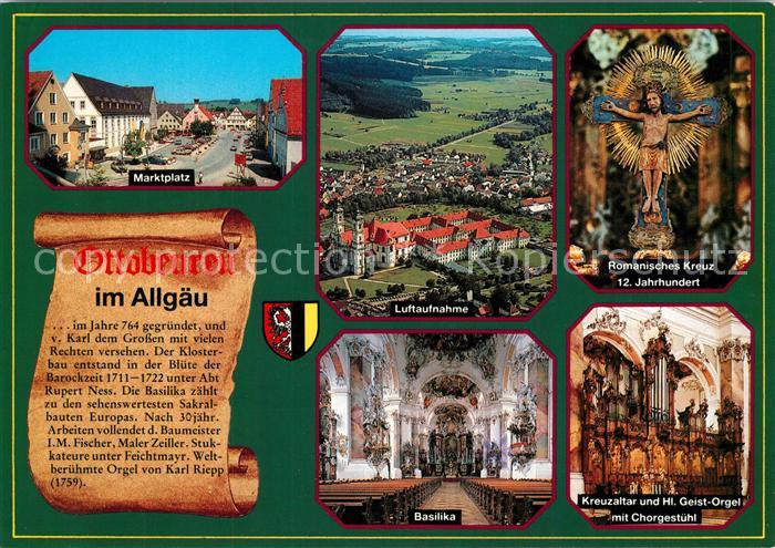 Ottobeuren Marktplatz Fliegeraufnahme Roman Kreuz Basilika Kreuzaltar und Heilig