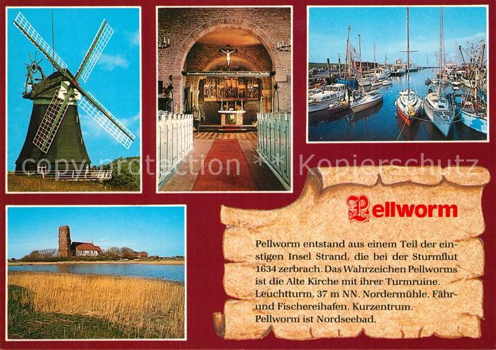Pellworm Windmuehle Kirche Inneres Turmruine Fischereihafen
