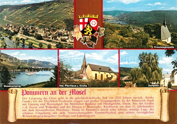 Pommern Mosel Panorama Kreuzwegkapelle Moselcamping Pfarrhaus Kirche Dorfplatz