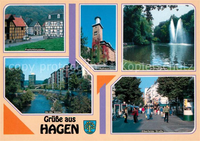 Hagen Westfalen Freilichtmuseum Rathaus Stadtgarten Fontaene Elberfelder Strasse