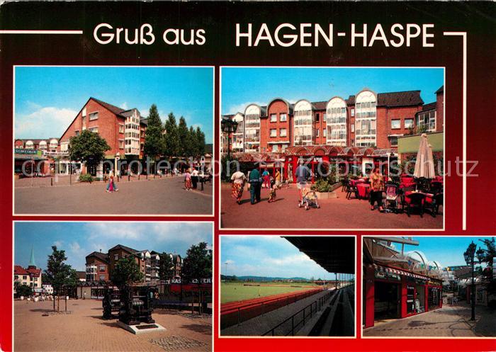 Haspe Hagen Innenstadt Fussgaengerzone Strassencafes Sportstadion