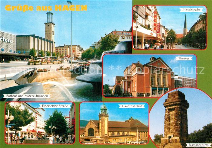 Hagen Westfalen Rathaus Matere Brunnen Mittelstrasse Theater Elberfelder Strasse