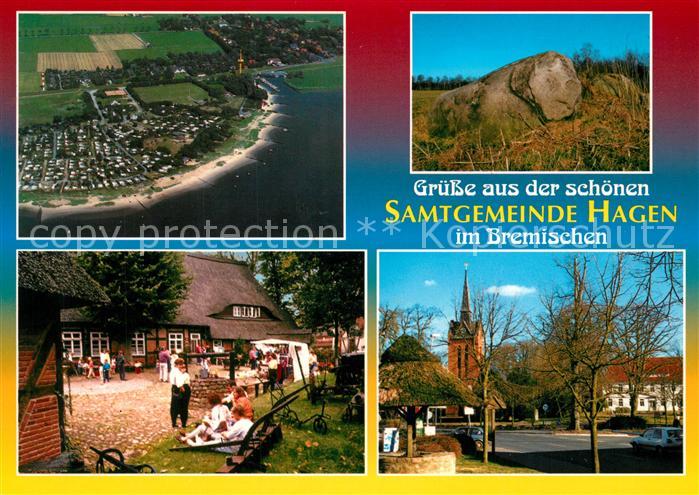 Hagen Bremischen Ferienort Sandstedt Weser Fliegeraufnahme Niedersachsenhaus Bra