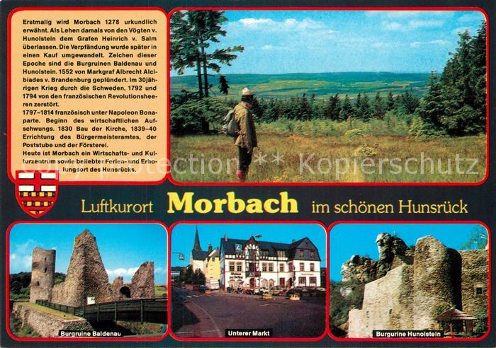 Morbach Hunsrueck Landschaftspanorama Wandern Burgruine Baldenau Markt Burgruine