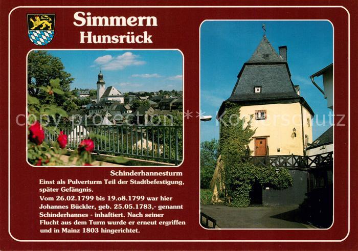 Simmern Hunsrueck Ortsansicht mit Kirche Schinderhannesturm