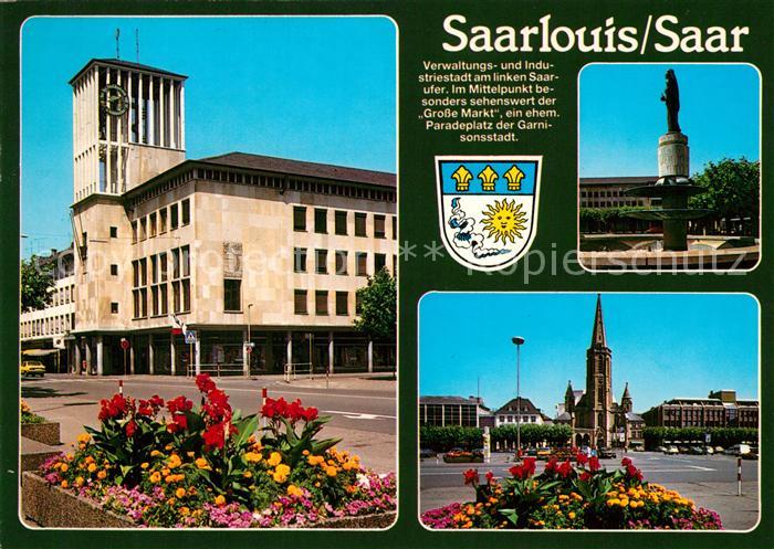 Saarlouis Rathaus Brunnen Platz St Ludwig Kirche Sonderstempel 50 Jahre Rodeker