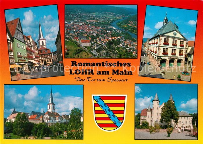 Lohr Main Zentrum Altstadt Kirche Rathaus Schloss Fliegeraufnahme Wappen