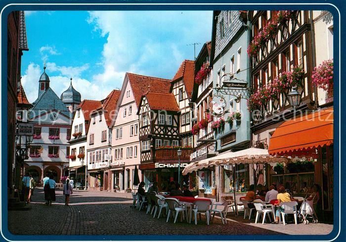 Lohr Main Hauptstrasse Altstadt Fachwerkhaeuser Strassencafes