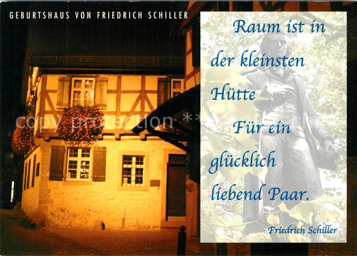 Marbach Neckar Geburtshaus von Friedrich Schiller Nachtaufnahme