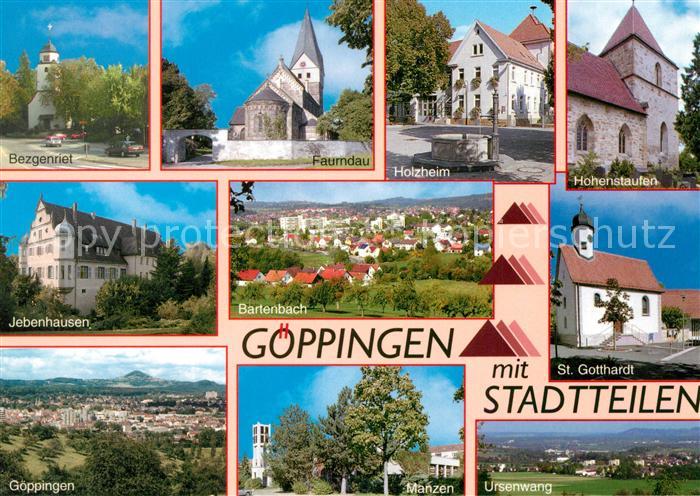 Goeppingen mit Stadtteilen Sehenswuerdigkeiten Landschaftspanorama