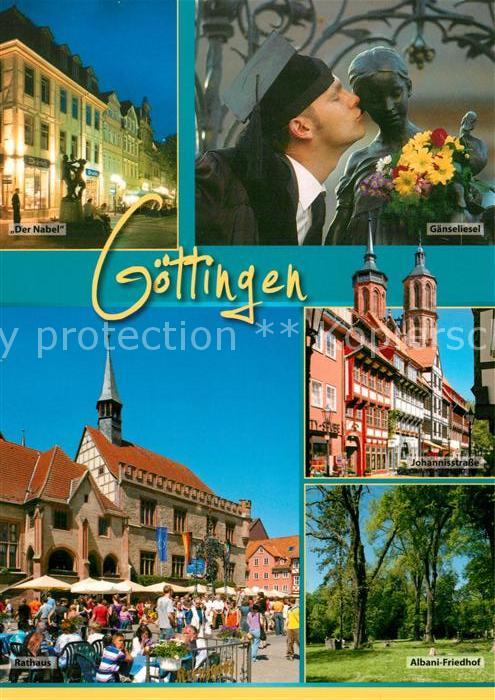 Goettingen Niedersachsen Der Nabel Gaenseliesel Brunnen Rathaus Marktplatz Stras