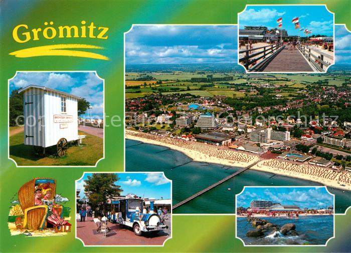 Groemitz Ostseebad Badewagen Strandkorb Touristenbahn Strand Seebruecke Fliegera