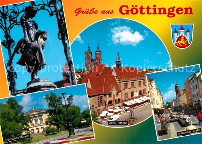 Goettingen Niedersachsen Gaenseliesel Brunnen Theater Rathaus Weedener Strasse