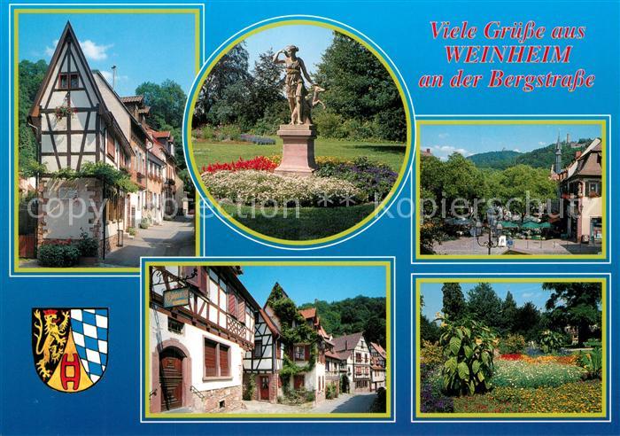 Weinheim Bergstrasse Altstadt Fachwerkhaeuser Denkmal Statue Park